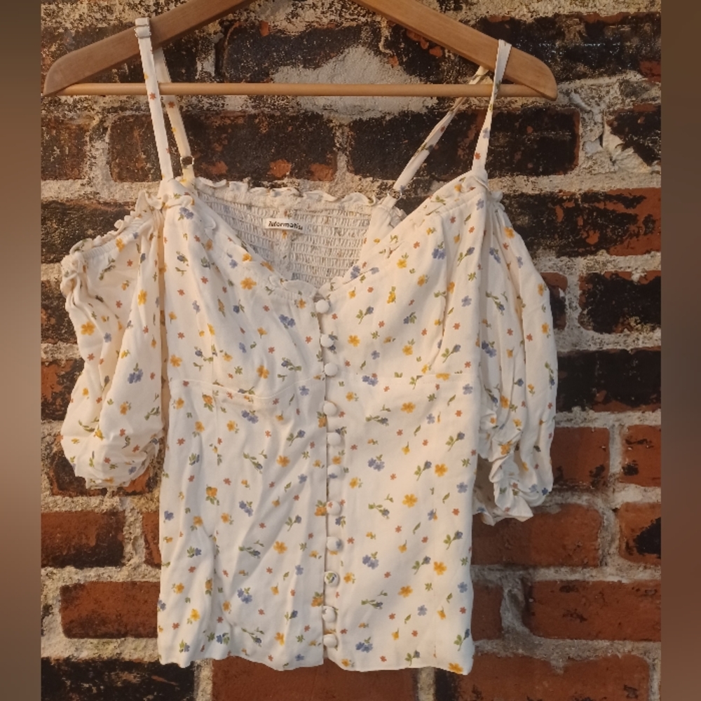 Reformation Floral Tank Off Shoulder Dress Top 12